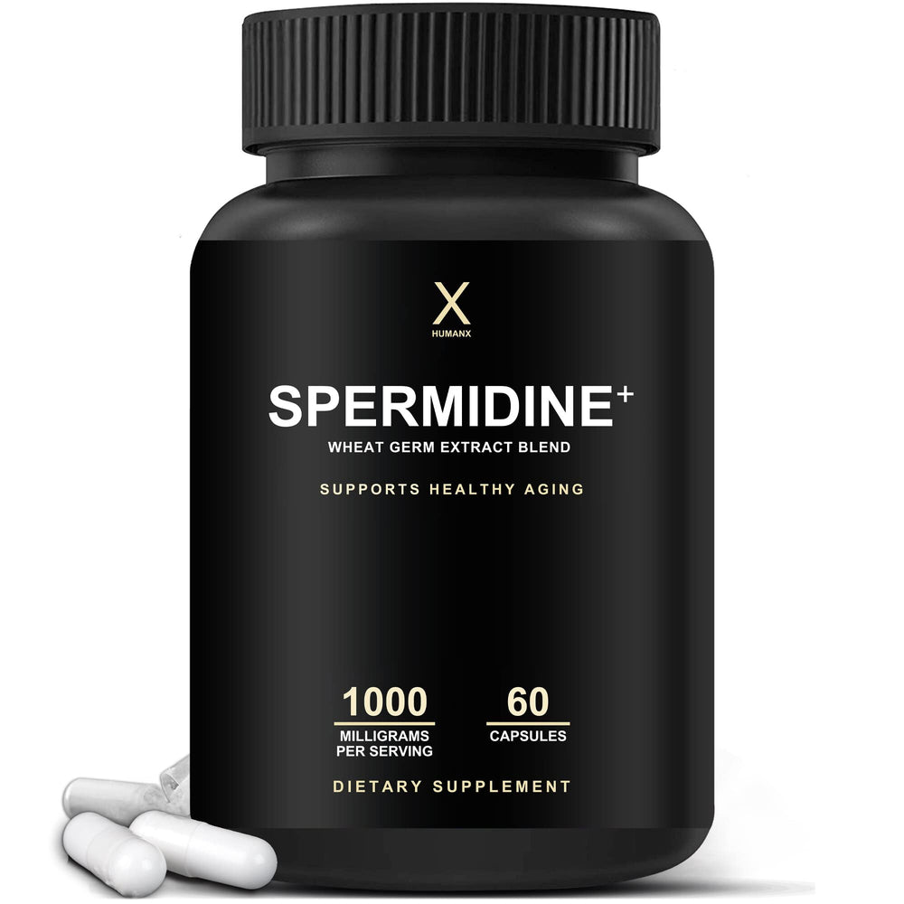 HumanX Spermidine+ bottle front showing potential cellular renewal support.