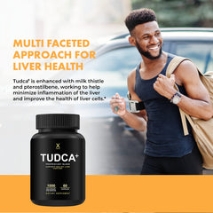 US-made facility label on HumanX Tudca+ packaging confirming quality.