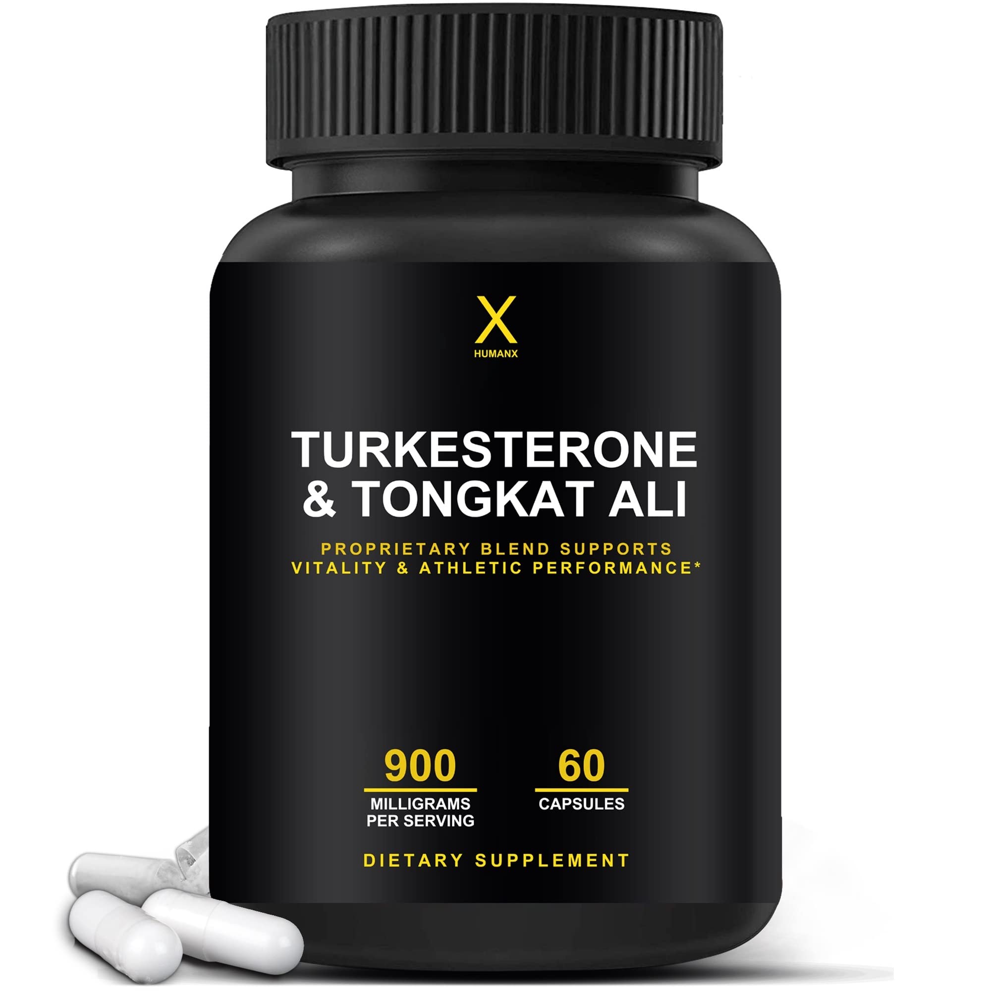 HUMANX Turkesterone & Tongkat Ali 900mg bottle front for energy support and recovery.
