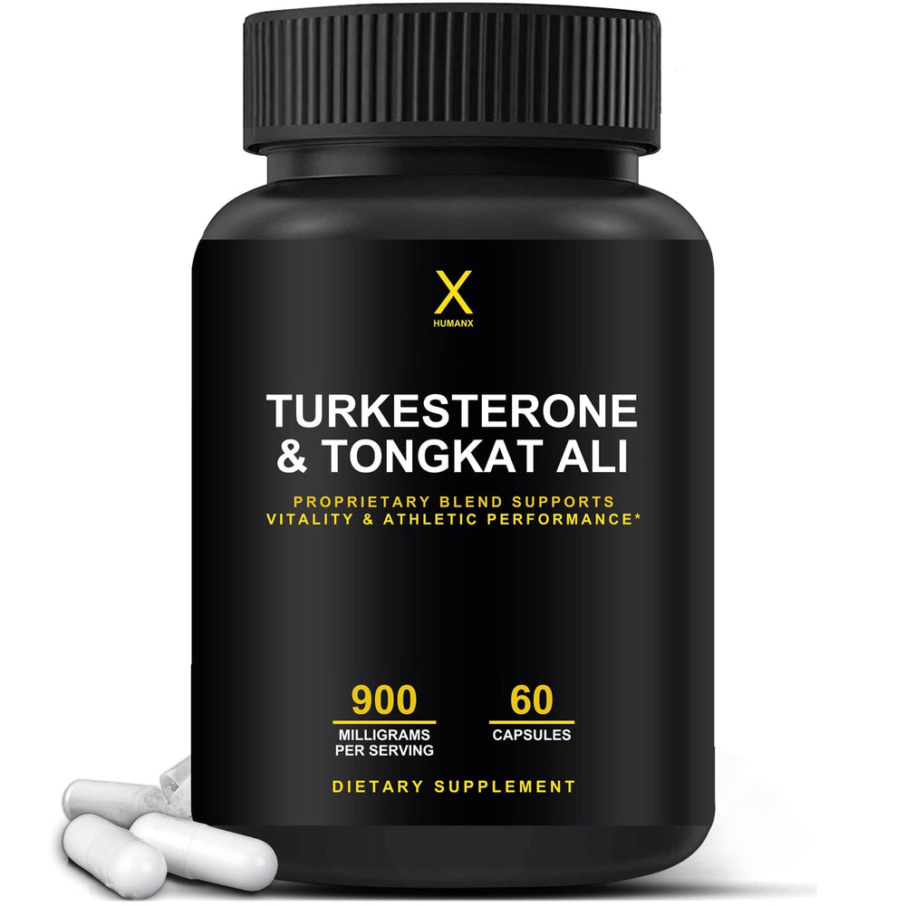HUMANX Turkesterone & Tongkat Ali 900mg bottle front for energy support and recovery.