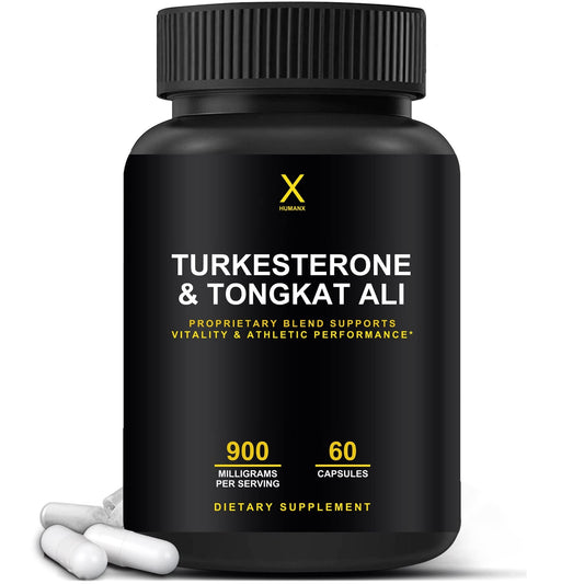 HUMANX Turkesterone & Tongkat Ali 900mg bottle front for energy support and recovery.