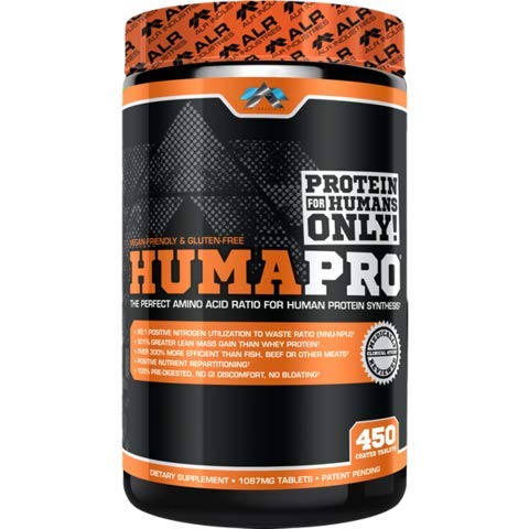 Humapro premium protein tablets bottle front view for daily protein support.
