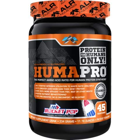 Humapro Rocket Pop protein powder image showing rapid absorption for lean muscle support.