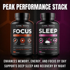 Humbleroots Performance Sleep packaging shot conveys premium quality.