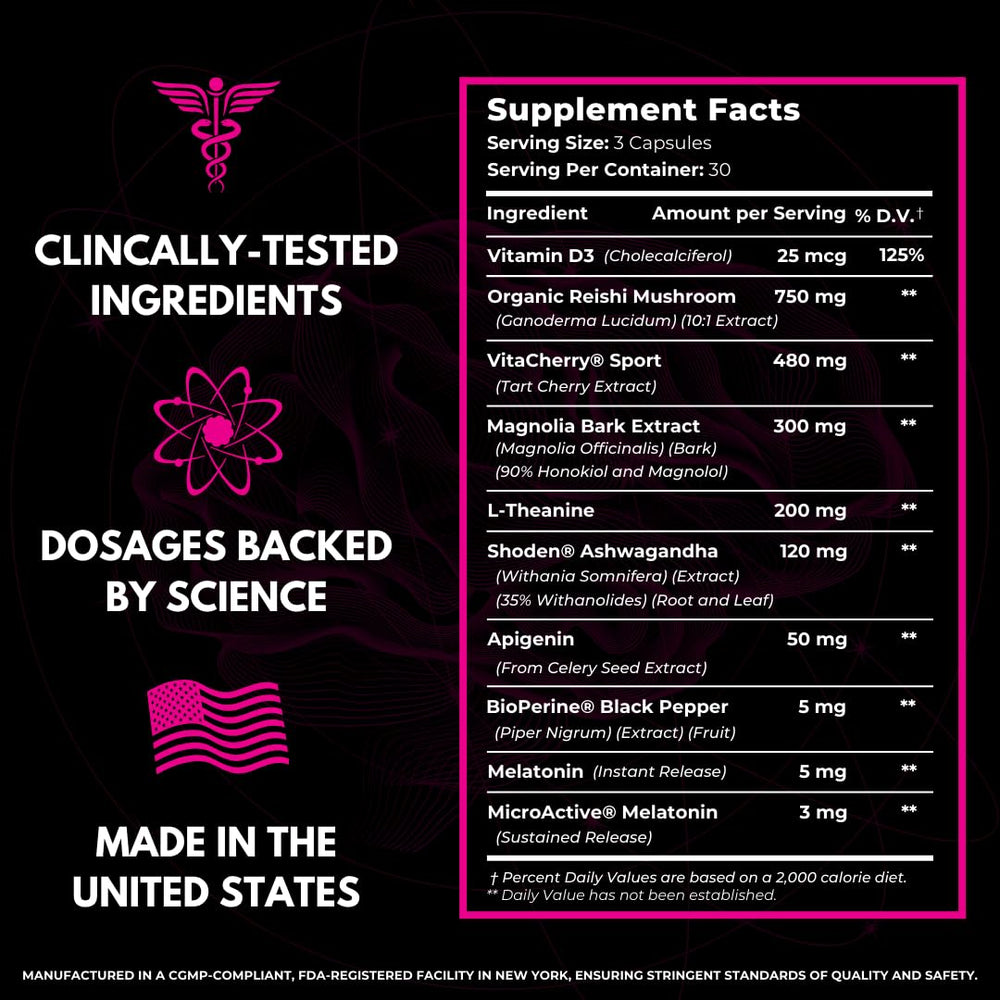 Humbleroots Performance Sleep reishi mushroom closeup signals immune-supportive rest.