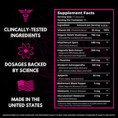 Humbleroots Performance Sleep reishi mushroom closeup signals immune-supportive rest.