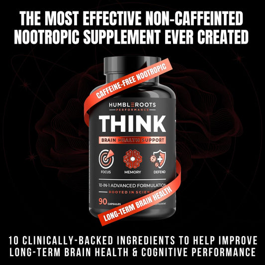 HUMBLEROOTS PERFORMANCE capsules close-up for stimulant-free cognitive clarity.