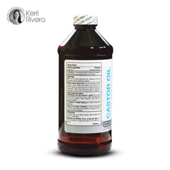 Humco Castor Oil amber glass close-up signals hexane-free, cold-pressed extraction.