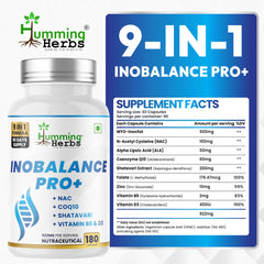 Humming Herbs Inobalance Pro+ label close-up highlights ingredients