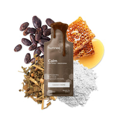Hunnee H Calm bottle beside packaging for on-the-go calm energy.