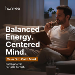 Athlete on trail uses Hunnee Calm for focused endurance.