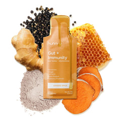 Hunnee H Gut + Immunity bottle and label signals probiotic energy for athletes.