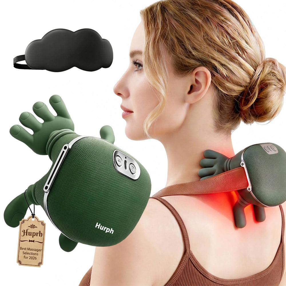 Huprh Neck Massager front view showing sleek home-friendly design for relief