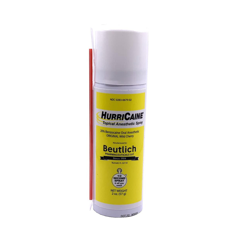 HurriCaine Wild Cherry spray canister side view for portable use.