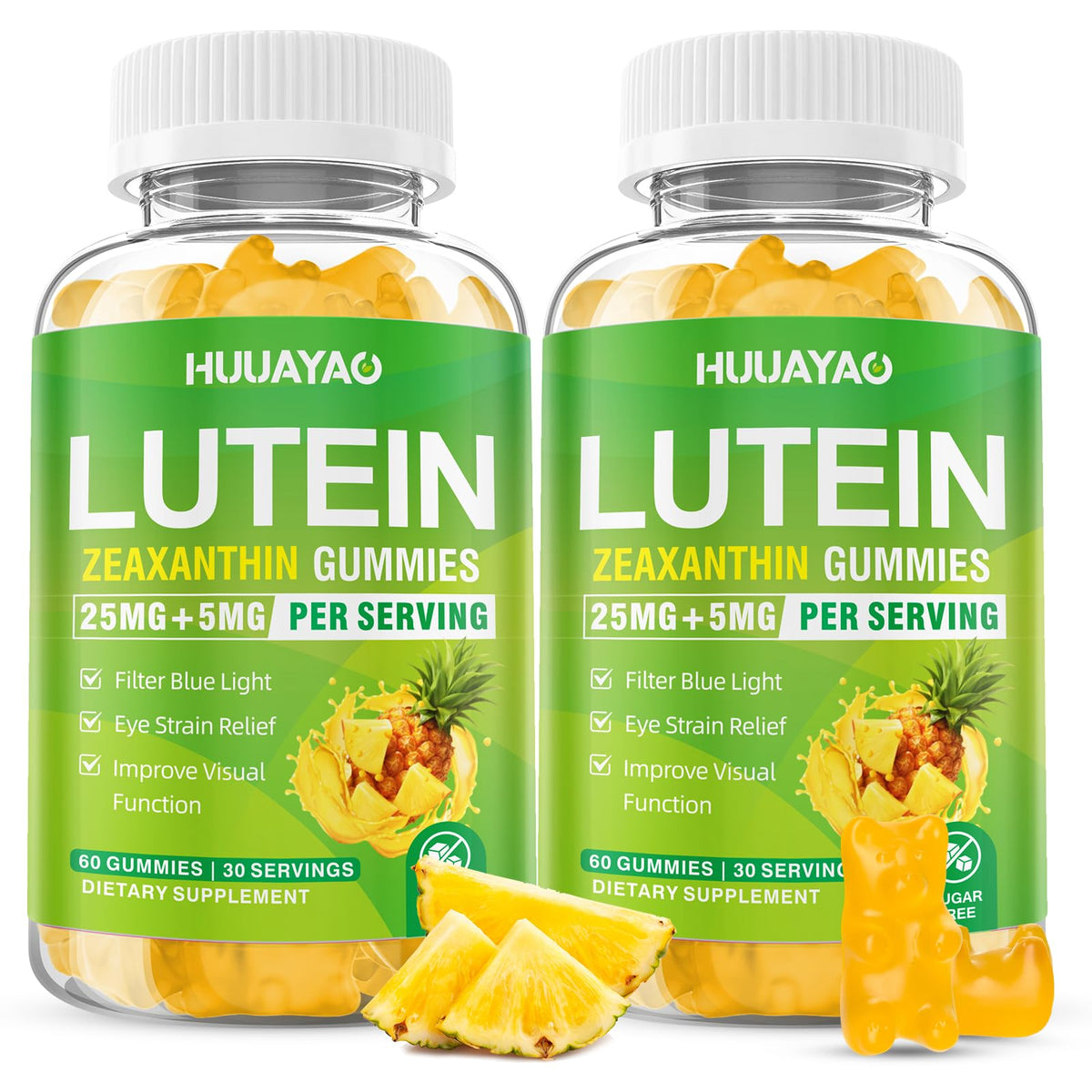 HUUAYAO Lutein Gummies bottle supports daily eye health.