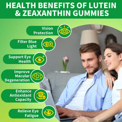 HUUAYAO Lutein Gummies ingredients list shows key nutrients.