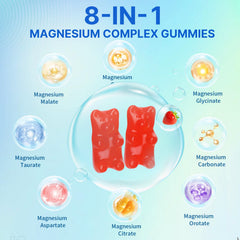 HUUAYAO Magnesium Complex Gummies pack front highlighting vegan and non-GMO claims
