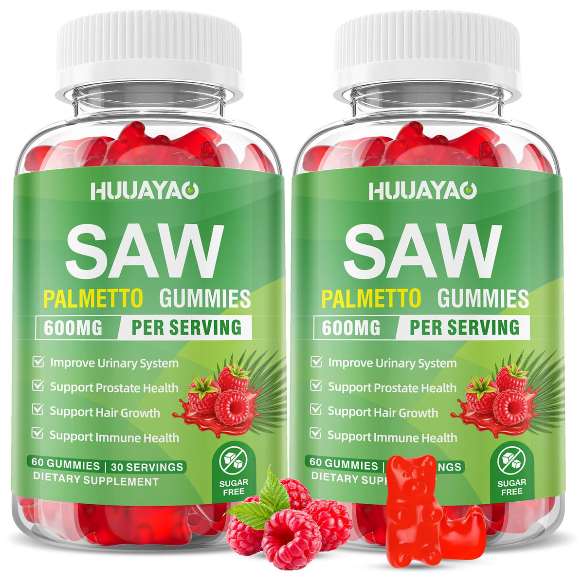 HUUAYAO Saw Palmetto Gummies bottle for easy daily wellness support.