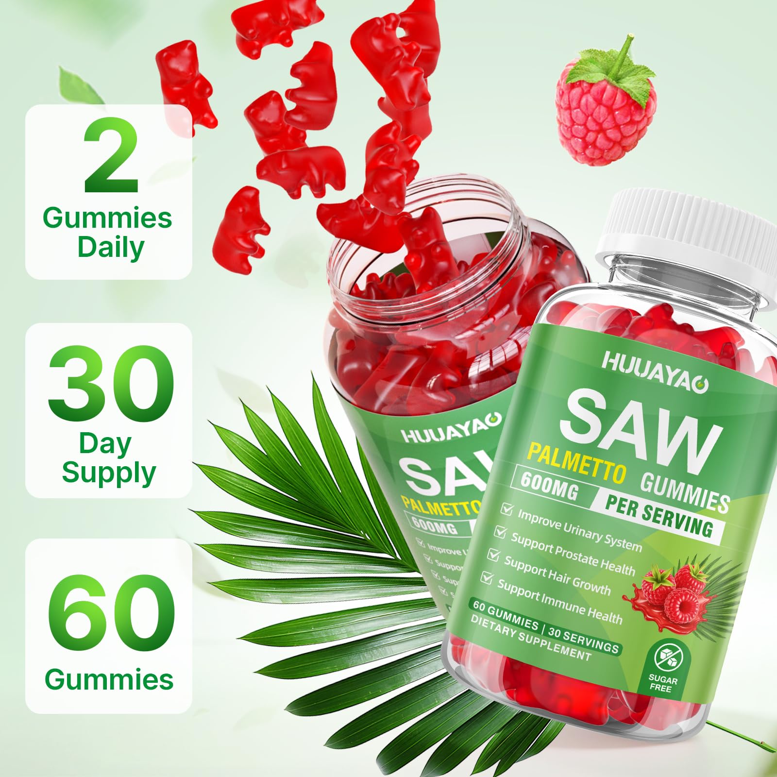 HUUAYAO raspberry-flavored gummy close-up ideal for tasty daily dosing.