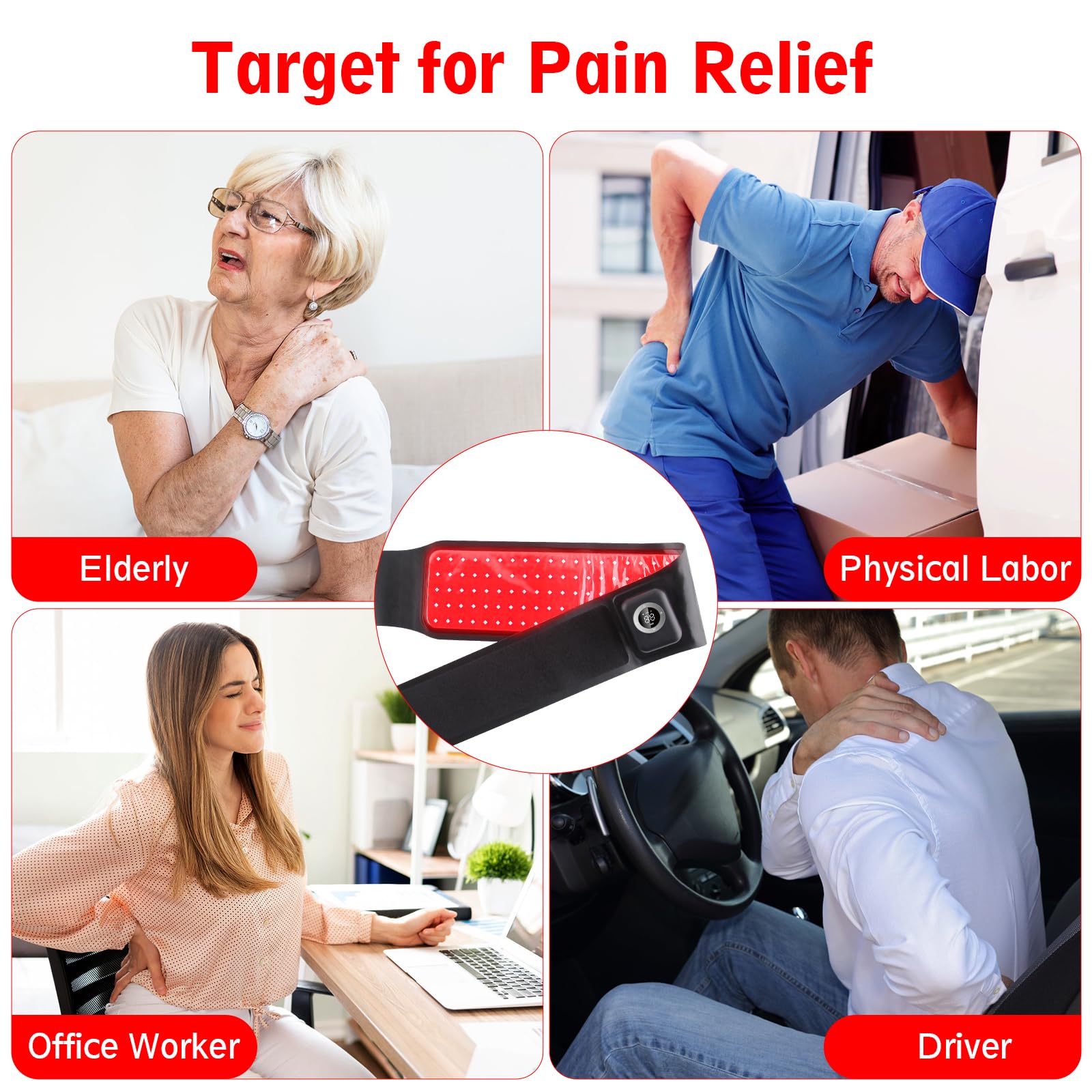 Huwoony Wireless Red Light Therapy Belt 10000mAh battery for longer sessions.