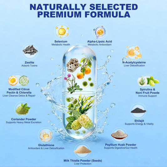 HUXINSK Zeolite Detox bottle showcasing label and clean vegan formula benefits