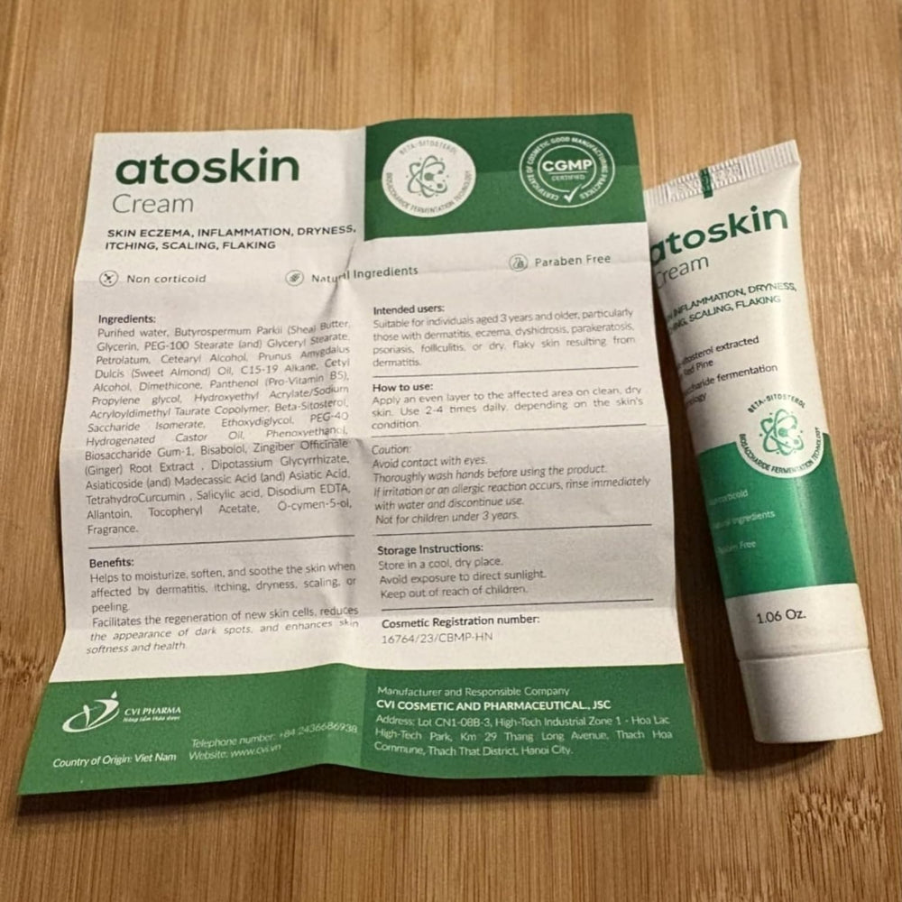 Hands applying HVSun Atoskin eczema cream during flare-ups for soothing relief