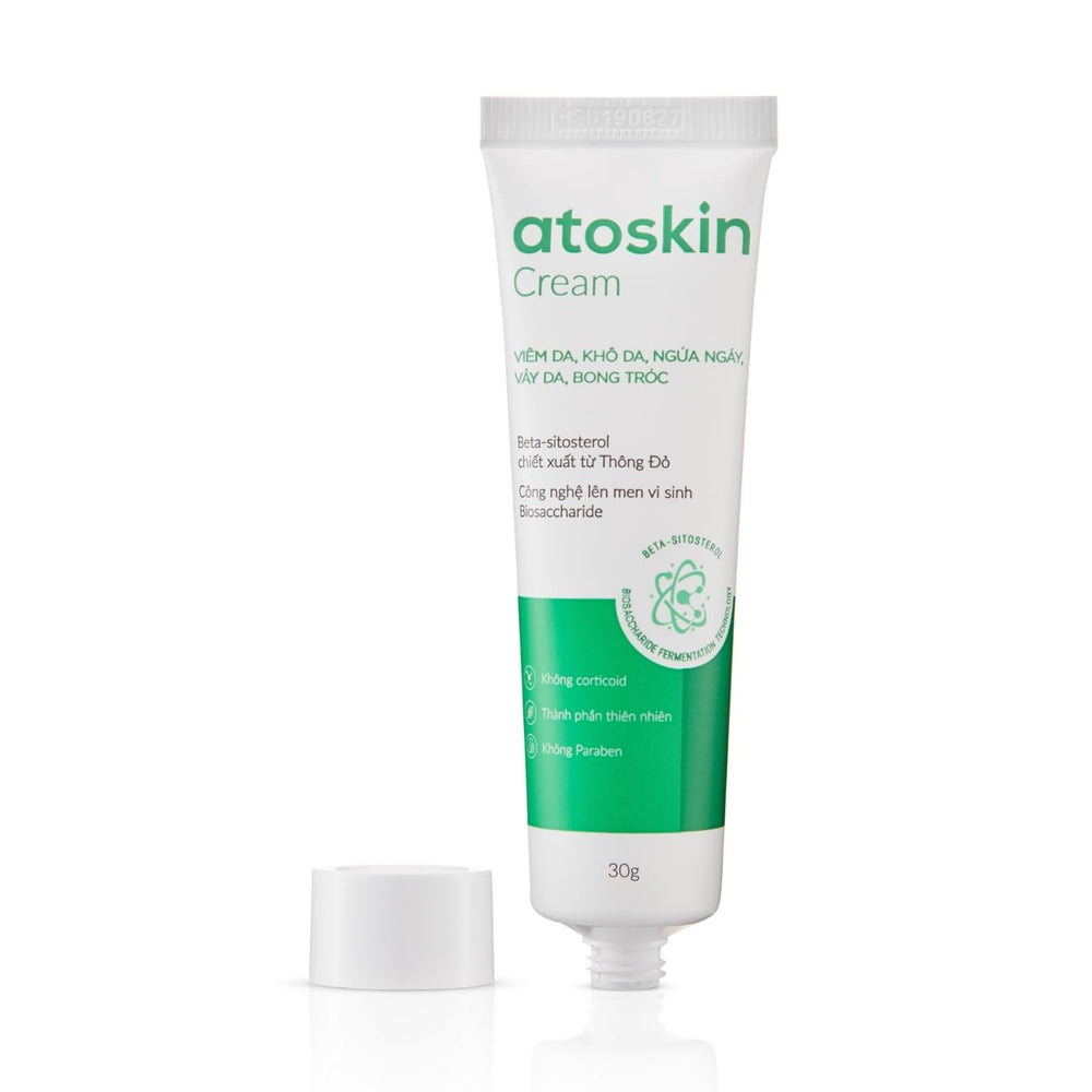 Label highlights non-corticosteroid formula on Atoskin eczema cream