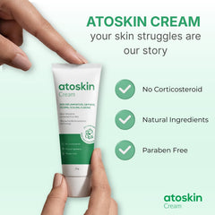 HVSun Atoskin eczema cream label highlights physician-developed, non-steroidal solution.