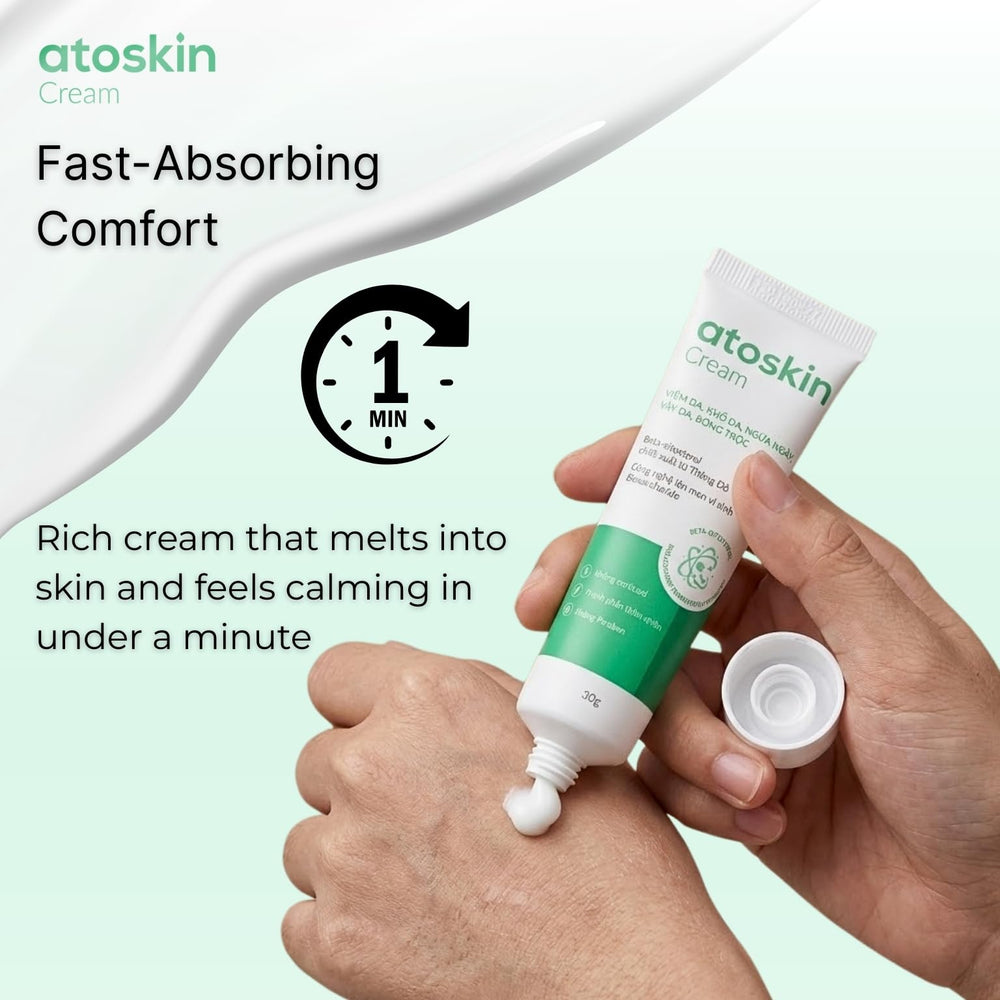 HVSun Atoskin eczema cream texture close-up shows creamy, moisturizing blend.