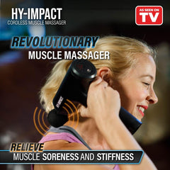 HY IMPACT standard round head used on large muscle groups for deep tissue relief