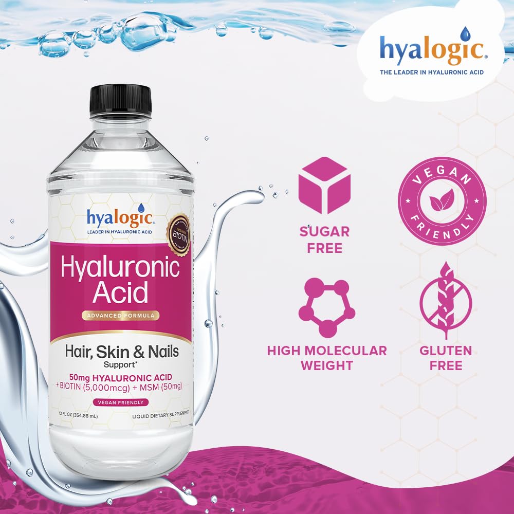 Hyalogic Biotin label closeup emphasizing hair and nail support