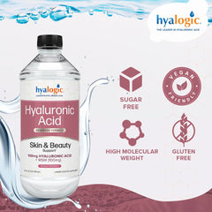 Hyalogic bottle front displays clean packaging and hydration concept