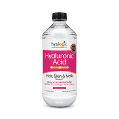 Hyalogic liquid hyaluronic acid supplement bottle pour supporting skin hydration