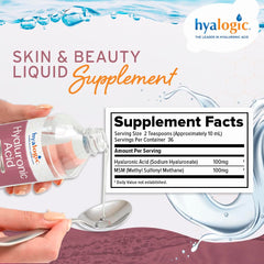 Hyalogic label detail highlights ingredients including HA and MSM