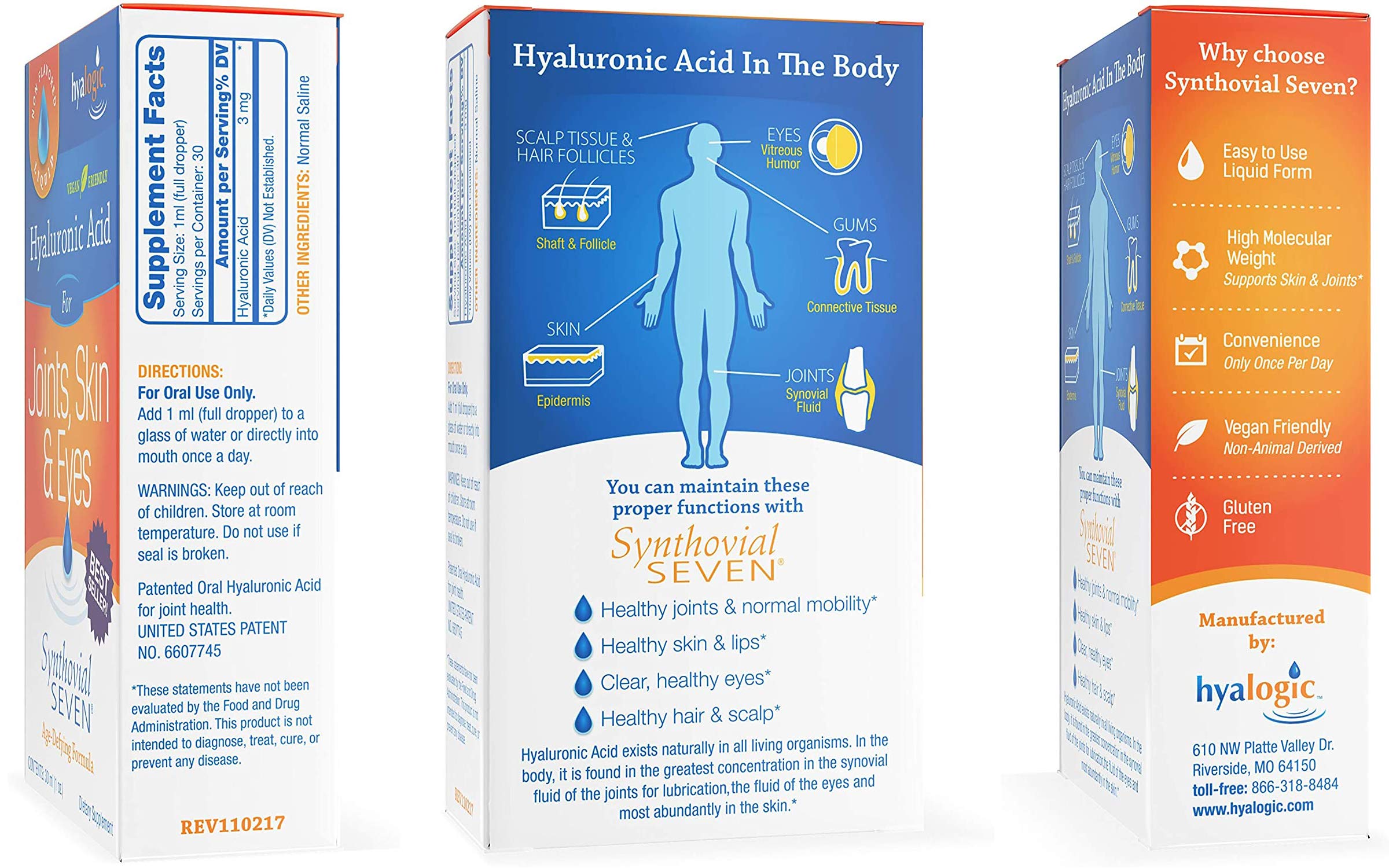 Hyalogic Liquid Synthovial Seven label emphasizes high molecular weight HA