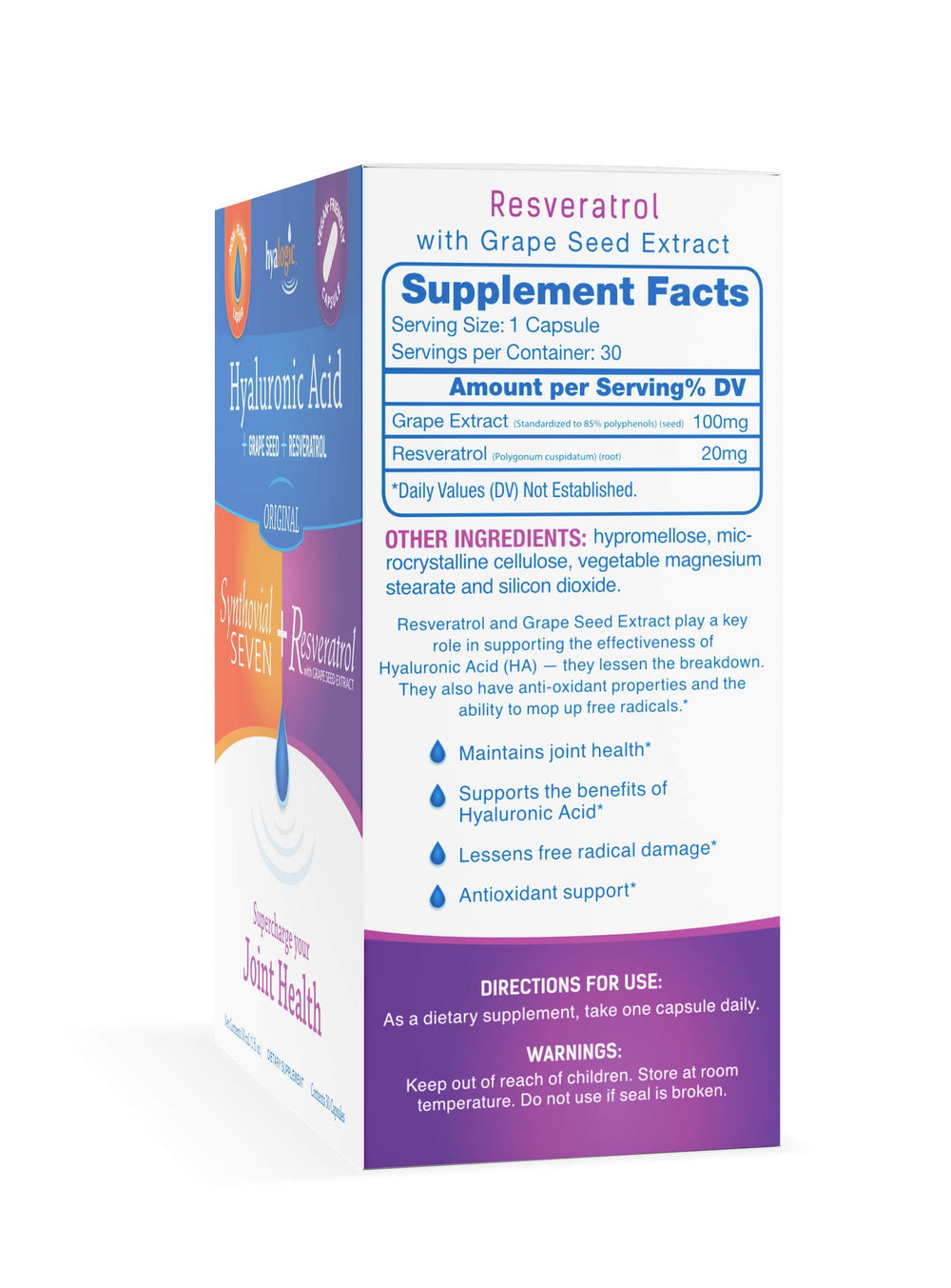 Hyalogic Synthovial Seven vegan-formula badge underlines plant-based HA.