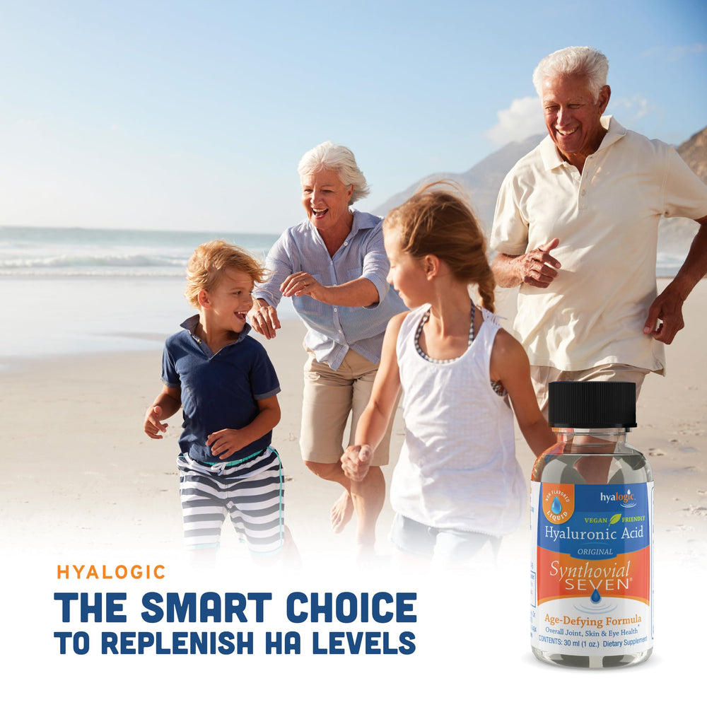 Hyalogic Synthovial Seven vegan gluten-free icon emphasizing clean hydration support.