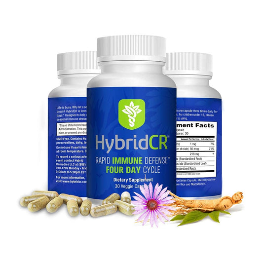 HybridCR rapid immune bottle offers on-the-go support for daily immune wellness.