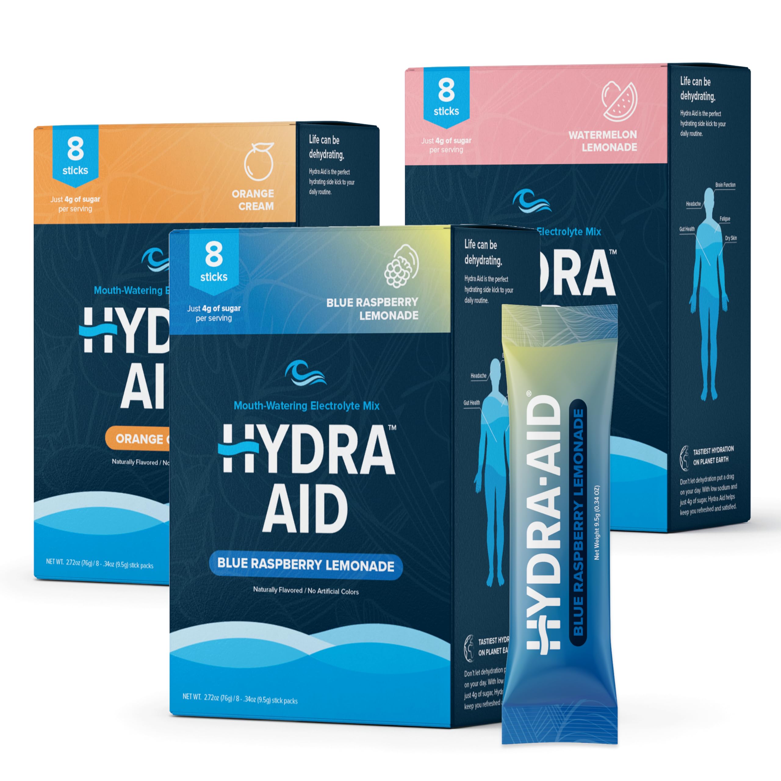 HYDRA AID travel sachets ready for grab-and-go hydration