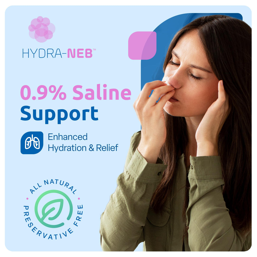 Hydra-Neb box of 20-count ampoules keeps a ready supply for travel and home.