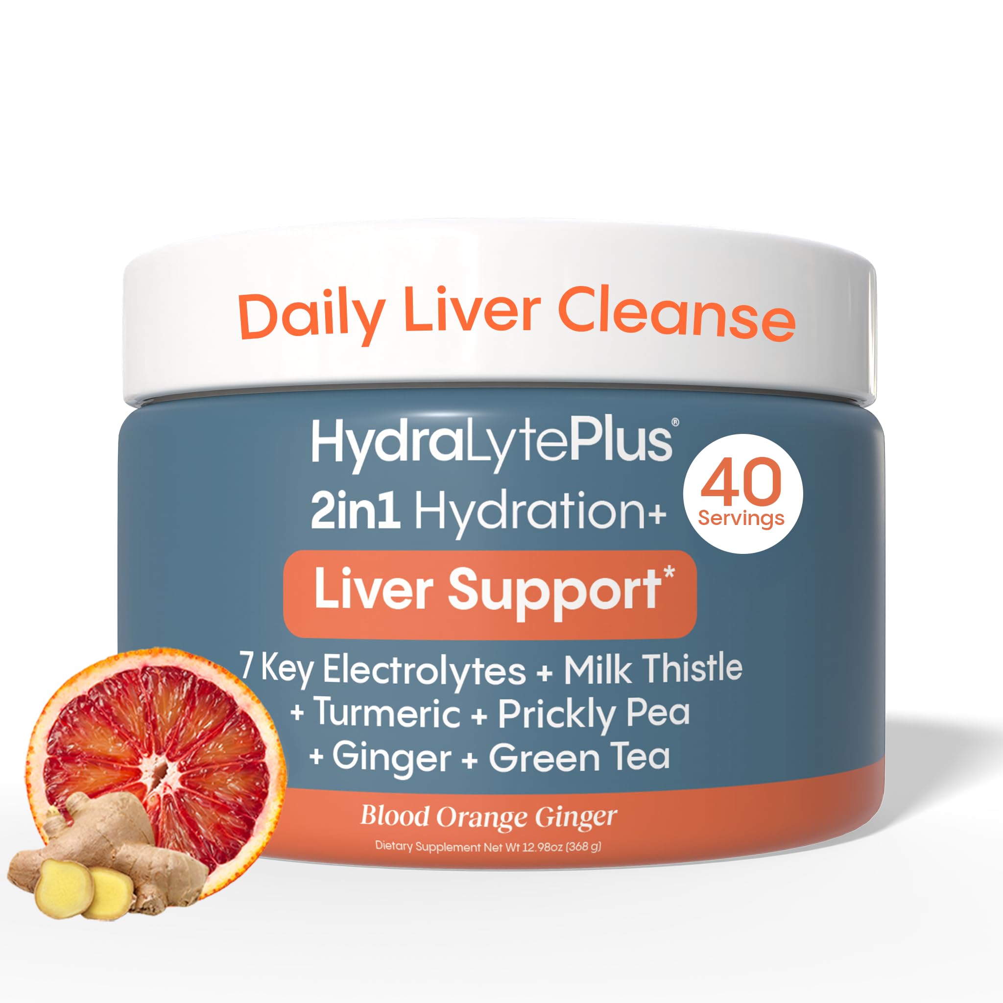 HydraLyte Liver Support bottle front view, ready for quick hydration on the go.