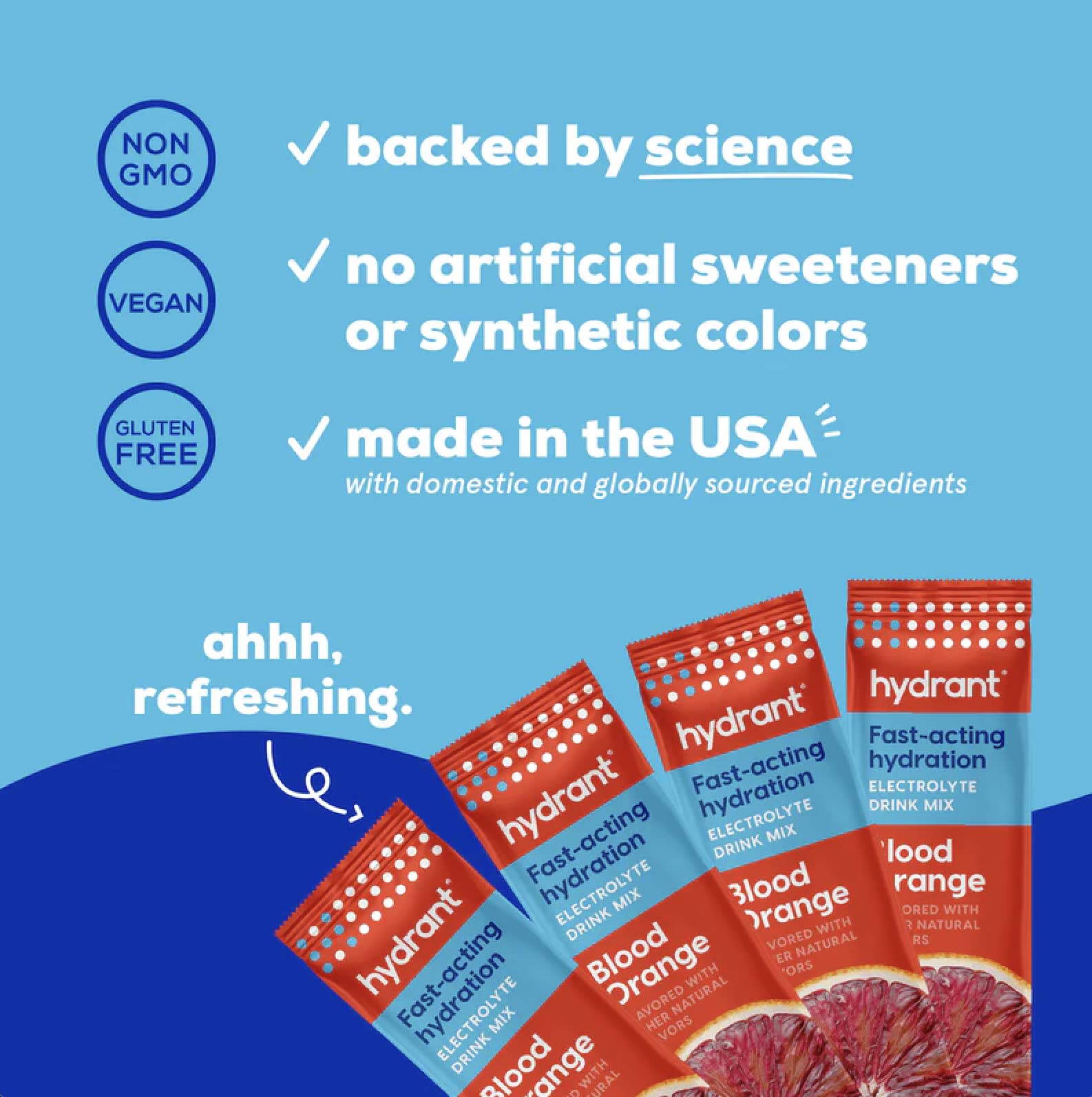 HYDRANT Blood Orange 30-count packaging for convenient daily hydration wherever you go.