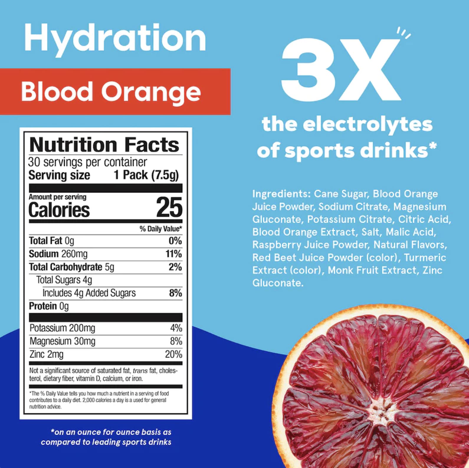HYDRANT Blood Orange powder dissolving in water for refreshing hydration after workouts.
