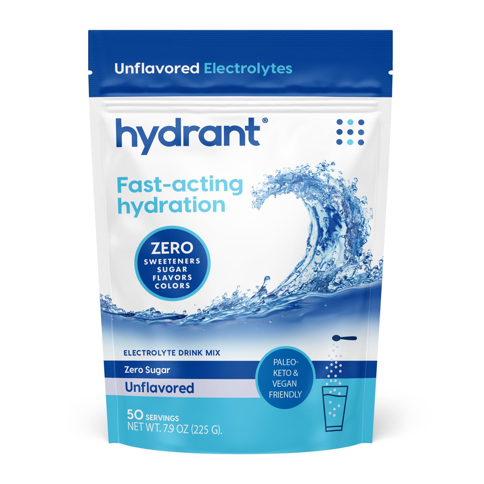 HYDRANT bulk hydration powder unflavored poured into glass for quick hydration