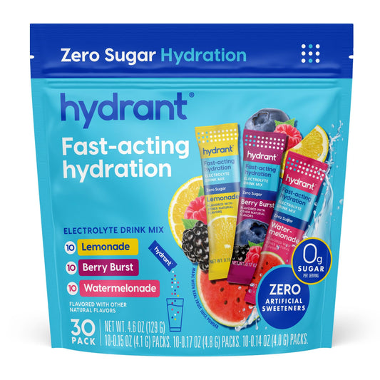 HYDRANT Hydrate zero sugar packets ready to mix for quick hydration on the go.