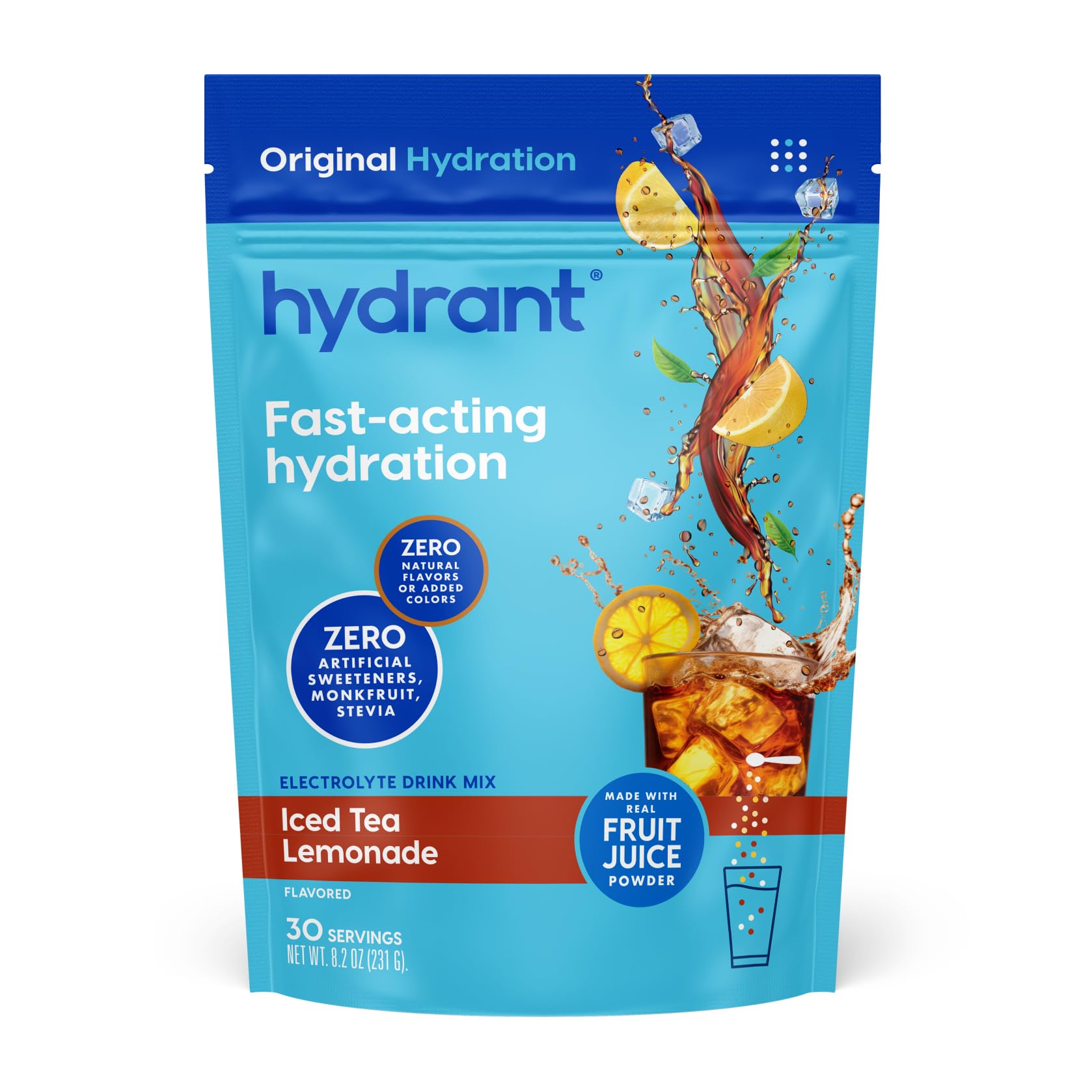HYDRANT iced-tea-lemonade powder pack for quick on-the-go hydration.