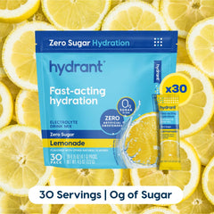 HYDRANT lemonade glass with water shows refreshing zero sugar hydration