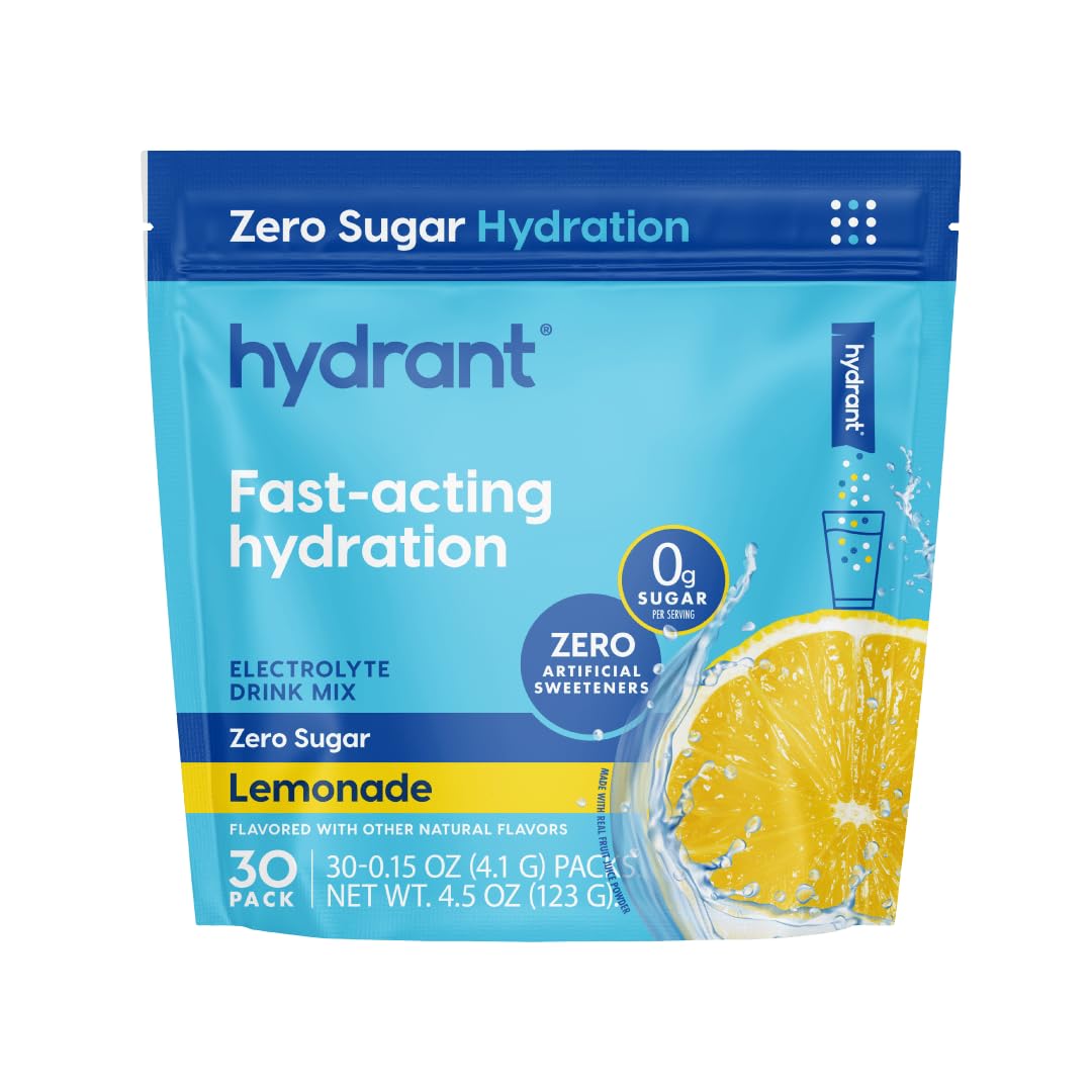 HYDRANT lemonade packet closeup for quick hydration on the go