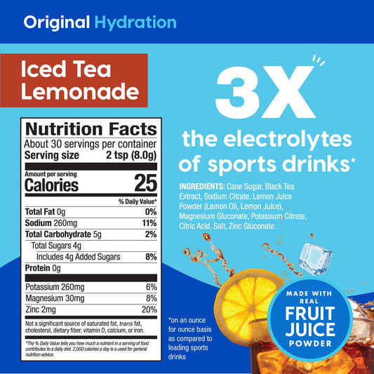 HYDRANT morning hydration boost with electrolyte powder beside a glass.