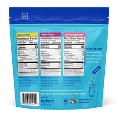 HYDRANT Hydrate variety-pack packets displayed in a kitchen drawer.